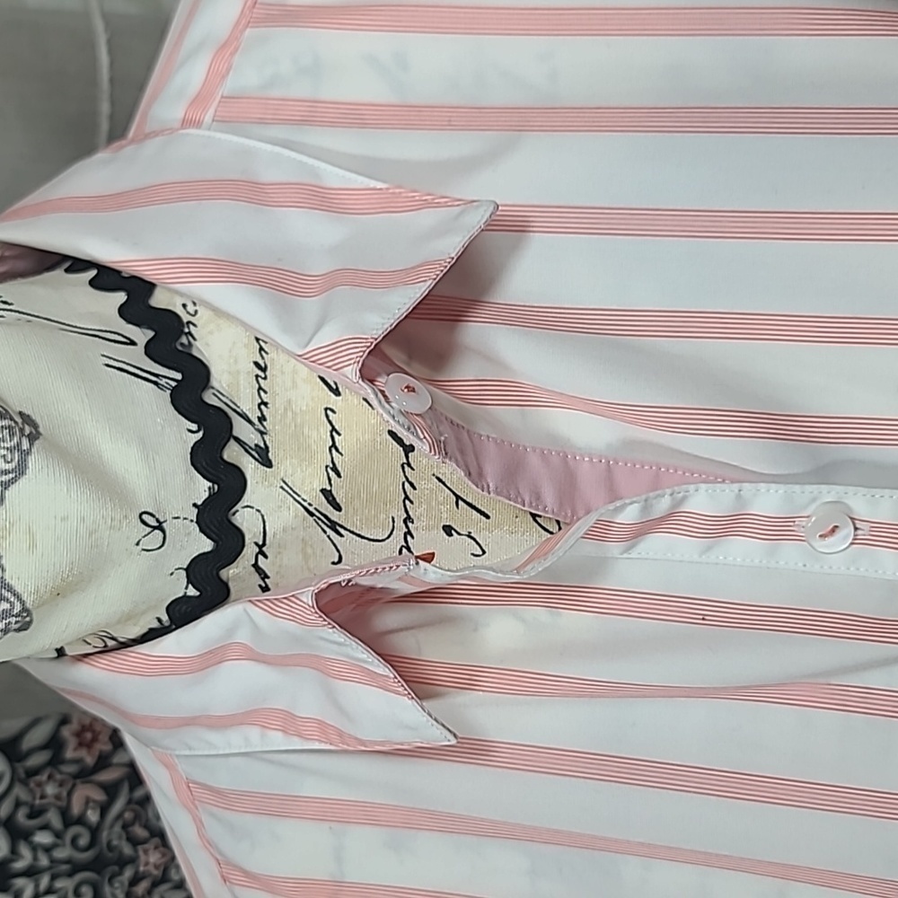 Foxcroft shaped stripped button down blouse - image 4